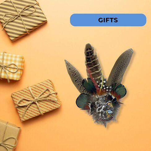 دبابيس قبعة مهرجان أكتوبر البافارية ذات الريش الملون مع لمسات وسحر معطف الأسد من الأسلحة - ملحق القبعة الألمانية لقبعات جبال الألب، أزياء مهرجان أكتوبر الزي الألماني التقليدي بواسطة Oktoberfest Haus in Kuwait