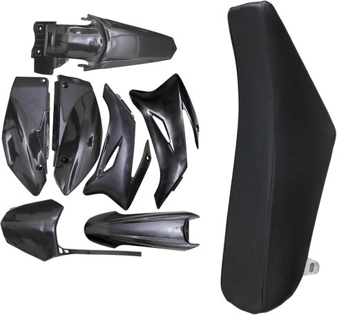 طقم انسيابية بلاستيكية كاملة مع مقعد طويل لدراجات Yamaha TTR 110، TTR110E، SSR140، SSR170، SDG | هيكل دراجة نارية من بلاستيك ABS المتين للطرق الوعرة (أبيض) in Kuwait
