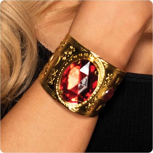 UNDERWRAPS Sexy Gold Metal Bracelet - Cuff Bracelet with Red Jewel, Gold Bracelet for Women, Jewelry Gift, Wrist Adjustable Bracelet (One Size Fits Most) in Saudi Arabia