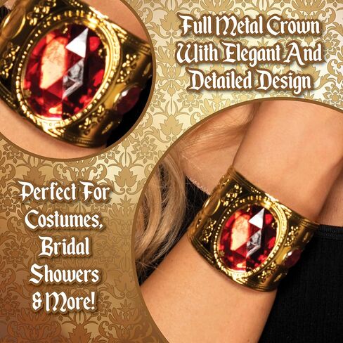 UNDERWRAPS Sexy Gold Metal Bracelet - Cuff Bracelet with Red Jewel, Gold Bracelet for Women, Jewelry Gift, Wrist Adjustable Bracelet (One Size Fits Most) in Saudi Arabia
