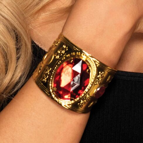 UNDERWRAPS Sexy Gold Metal Bracelet - Cuff Bracelet with Red Jewel, Gold Bracelet for Women, Jewelry Gift, Wrist Adjustable Bracelet (One Size Fits Most) in Saudi Arabia