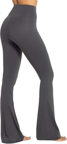 Sunzel Flare Leggings، بنطال يوجا متقاطع مع تحكم في البطن، خصر عالٍ وساق واسعة، بدون درزات أمامية، رمادي متوسط ​​درزة داخلية 81.28 سم in Saudi Arabia