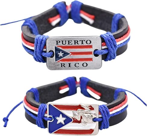 2-Piece Different Style Handmade Adjustable Puerto Rico Decorative Colorful Bracelet Suitable for Men and Women in Saudi Arabia