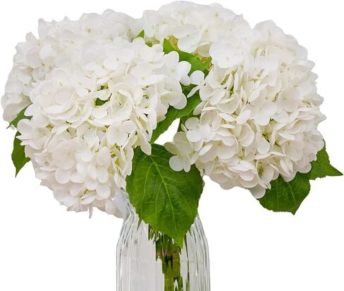 4-Packet White Hydrangea Artificial Flowers Faux Hydrangea Flowers Real Touch Home Bathroom Office Kitchen Dining Room Arrangements End Table Centerpiece Shelf Decorations in Kuwait
