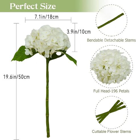 4-Packet White Hydrangea Artificial Flowers Faux Hydrangea Flowers Real Touch Home Bathroom Office Kitchen Dining Room Arrangements End Table Centerpiece Shelf Decorations in Kuwait