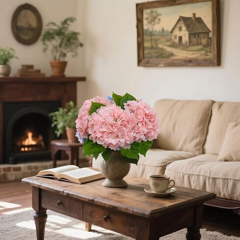 4-Packet White Hydrangea Artificial Flowers Faux Hydrangea Flowers Real Touch Home Bathroom Office Kitchen Dining Room Arrangements End Table Centerpiece Shelf Decorations in Saudi Arabia
