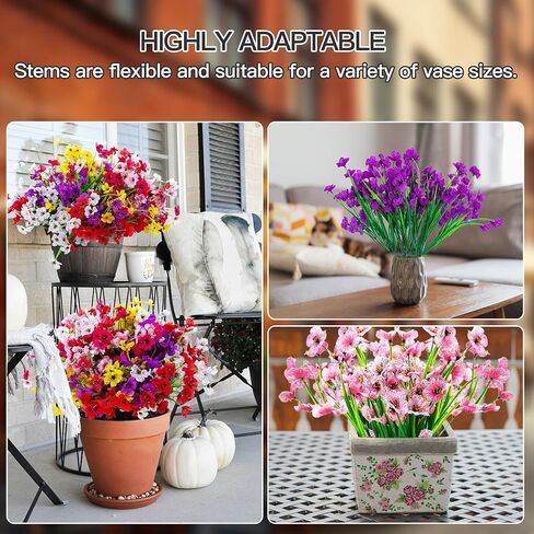 Artificial Fall Flowers for Outdoors, 24Pcs Fake Mums for Outdoor Indoor Garden Home Halloween Decor Faux Flower with Eucalyptus Leaves Fake Mums Plants Greenery Boxwood Porch Patio in Saudi Arabia