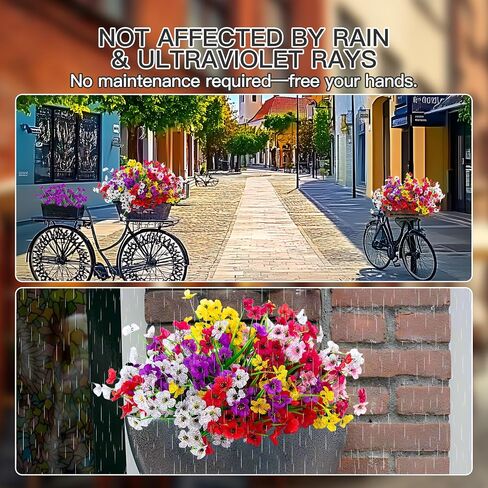 Artificial Fall Flowers for Outdoors, 24Pcs Fake Mums for Outdoor Indoor Garden Home Halloween Decor Faux Flower with Eucalyptus Leaves Fake Mums Plants Greenery Boxwood Porch Patio in Saudi Arabia