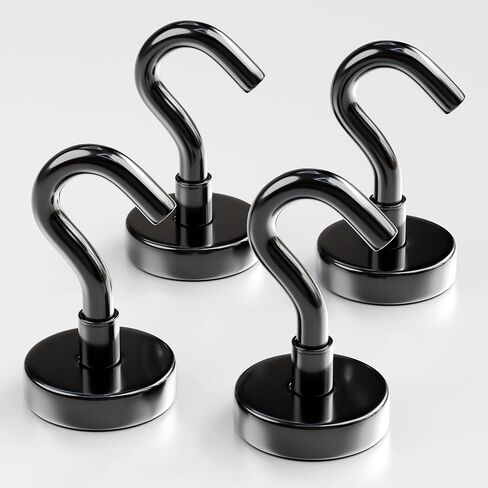 خطافات مغناطيسية X-Bet بوزن 27 رطلاً - خطافات مغناطيسية شديدة التحمل من النيوديميوم لكبائن الرحلات البحرية - خطافات مغناطيسية قوية للأرض النادرة للتعليق على الثلاجة والشواية ومقصورة الرحلات البحرية (عبوة من 6 قطع) in Kuwait