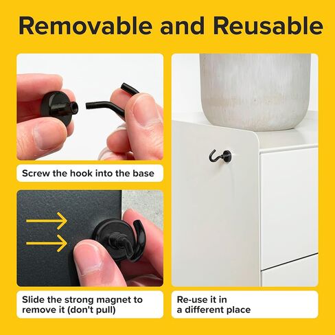 خطافات مغناطيسية X-Bet بوزن 27 رطلاً - خطافات مغناطيسية شديدة التحمل من النيوديميوم لكبائن الرحلات البحرية - خطافات مغناطيسية قوية للأرض النادرة للتعليق على الثلاجة والشواية ومقصورة الرحلات البحرية (عبوة من 6 قطع) in Kuwait