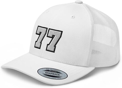 Team Number 77 Embroidered Trucker Hat Curved Bill Mid Crown Adjustable Baseball Cap in Saudi Arabia