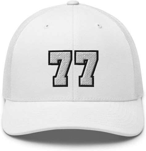 Team Number 77 Embroidered Trucker Hat Curved Bill Mid Crown Adjustable Baseball Cap in Saudi Arabia
