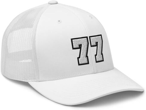 Team Number 77 Embroidered Trucker Hat Curved Bill Mid Crown Adjustable Baseball Cap in Saudi Arabia