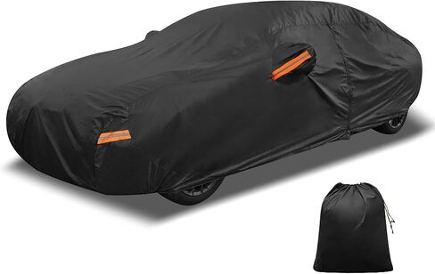 X AUTOHAUX Car Cover Outdoor Waterproof Sun Rain Snow Hail Protection with Left Side Door Zipper 210D-PU for Genesis G80 in Saudi Arabia