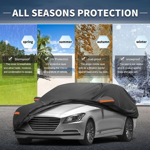 X AUTOHAUX Car Cover Outdoor Waterproof Sun Rain Snow Hail Protection with Left Side Door Zipper 210D-PU for Genesis G80 in Saudi Arabia