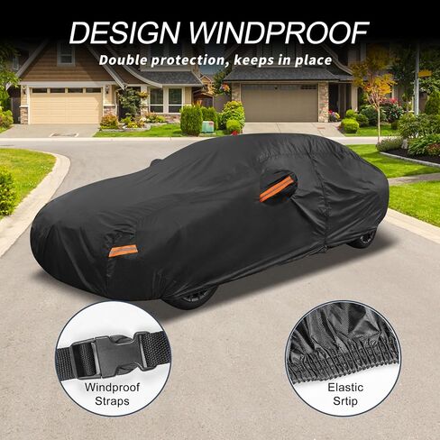 X AUTOHAUX Car Cover Outdoor Waterproof Sun Rain Snow Hail Protection with Left Side Door Zipper 210D-PU for Genesis G80 in Saudi Arabia