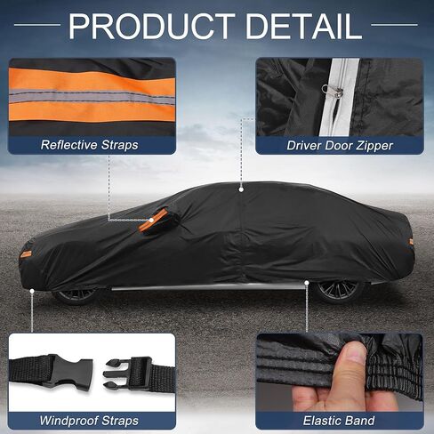 X AUTOHAUX Car Cover Outdoor Waterproof Sun Rain Snow Hail Protection with Left Side Door Zipper 210D-PU for Genesis G80 in Saudi Arabia