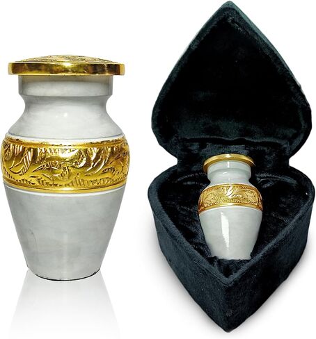 Mini urns for Human Ashes Mom & Dad - Memorial Keepsake urn for Ashes Man, Women, Infant - Tiny Cremation Urn - Hand Engraved Mini Memorial Urn - with Black Velvet Heart Case. in Saudi Arabia