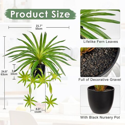 Fake Grass Plant in Pot Artificial Spider Plants 12 Inch Faux Chlorophytum Comosum Potted Plants for Home Office Table Shelf Kitchen Bathroom Bedroom Decor in Saudi Arabia