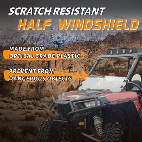 HECASA نصف الزجاج الأمامي متوافق مع 2014-2021 Polaris RZR XP 1000/ 4 1000/ S 1000/ TURBO/ 4 TURBO/ RZR 900/4 900 /S 900 /XC 900 الزجاج الأمامي شفاف in Saudi Arabia