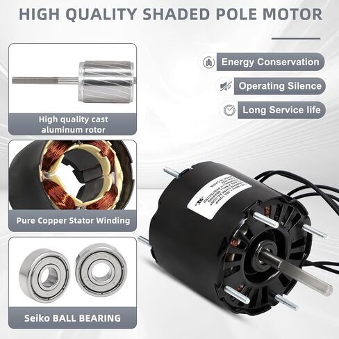 Fasco D1092، 7184-0156، 1468-3069 RV محرك منفاخ الهواء المكثف مع استبدال مكثف لمحرك مروحة التيار المتردد Coleman Mach RV، 1/3 HP، 115 فولت، 1675 دورة في الدقيقة تحل محل مروحة المحرك Broad-Ocean Y6L457D01L. in Kuwait