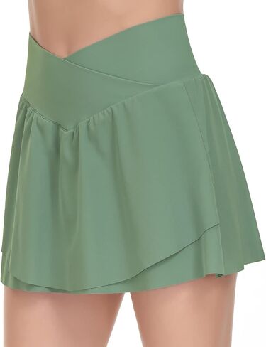 Womens' Tennis Skirts with Pockets Cross Waist Golf Skorts Athletic Skorts for Golf Pickleball Workout in Saudi Arabia