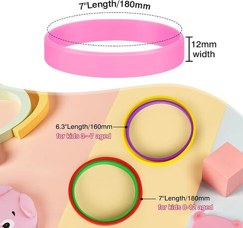 120PCS Silicone Rubber Bracelet Bracelets Wristbands Wrist Bands for Kids Youth Teens Boys Gilrs, Children's Bulk Bracelets Event Bands, 6.3'' Bracelets Bulk for 3~7 Aged Back to School Mixed in Kuwait