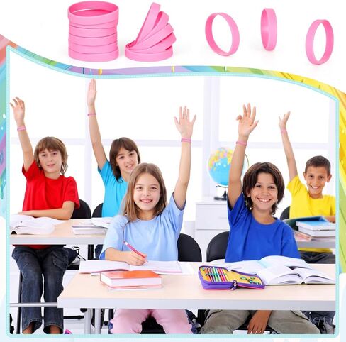 120PCS Silicone Rubber Bracelet Bracelets Wristbands Wrist Bands for Kids Youth Teens Boys Gilrs, Children's Bulk Bracelets Event Bands, 6.3'' Bracelets Bulk for 3~7 Aged Back to School Mixed in Kuwait