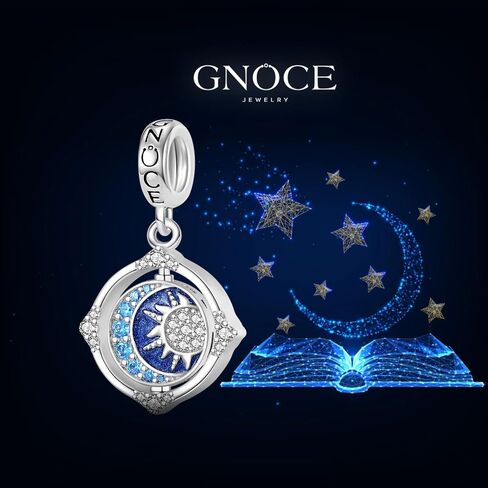 GNOCE شجرة العائلة حلم الماسك قلادة سحر لسوار 925 الفضة الاسترليني استدارة القمر والشمس تتدلى سحر المجوهرات هدية للنساء زوجة تناسب الأساور / قلادة (القمر والشمس) in Saudi Arabia