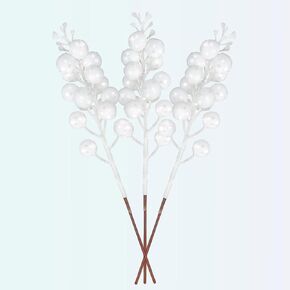 20 Pcs Christmas Glitter Berries Stems,8.3 Inch Artificial Christmas Tree Picks Decoration and Christmas Tree Ornaments Home Décor Christmas Decorations for Xmas Tree DIY Holiday Ornaments Silver in Saudi Arabia