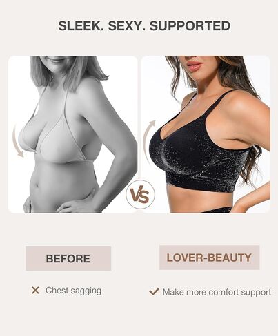 حمالات صدر لاسلكية من Lover-Beauty للنساء بفتحة رقبة على شكل V عميقة وحمالات صدر مثيرة بتغطية كاملة in Kuwait