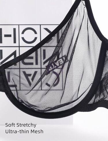 Racerback Bras for Women Mesh Front Closure Plunge See Through Unlined Sheer Underwire Bra in Saudi Arabia