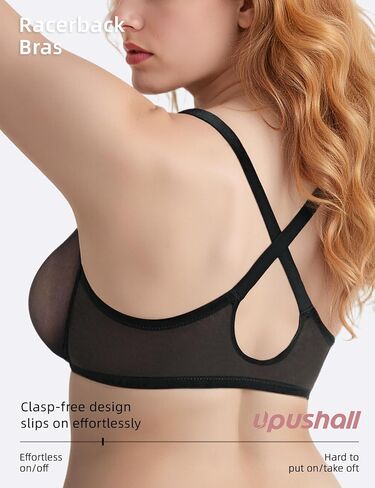 Racerback Bras for Women Mesh Front Closure Plunge See Through Unlined Sheer Underwire Bra in Saudi Arabia