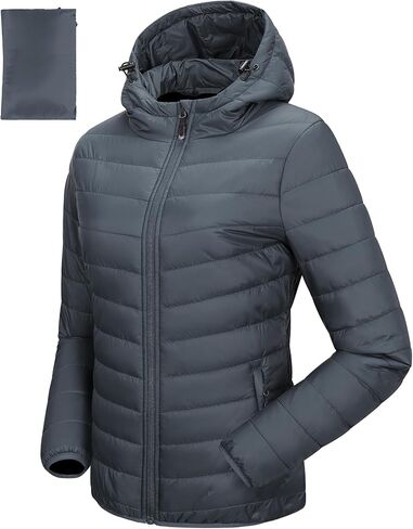 33,000ft Women's Hooded Packable Puffer Jacket Lightweight Warm Puffy Quilted Winter Coat in Kuwait