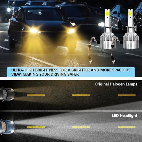 2 قطعة 9005/HB3 مصباح LED للسيارة، 3800LM 6000K مقاوم للماء للسيارة C6 ضوء الضباب عالي ومنخفض الشعاع، استبدال لمبة التوصيل والتشغيل العالمية، ملحقات السيارة (أبيض) in Kuwait