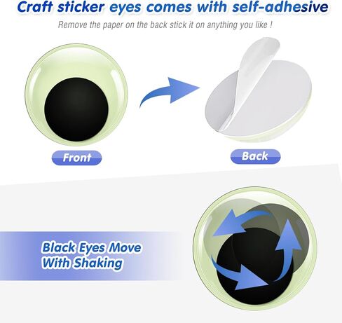 TOAOB 300pcs Googly Wiggle Eyes with Self Adhesive Large 10mm 15mm 20mm 25mm Black Plastic Sticker Eyes for DIY Crafts Scrapbooking Decoration in Saudi Arabia