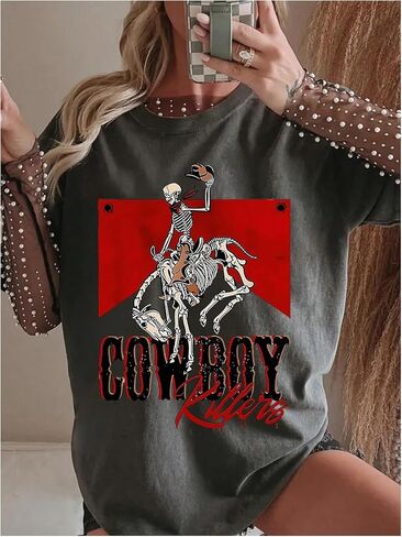 SOLY HUX Women's Summer Vintage Graphic Tees Short Sleeve Oversized T Shirt Western Rodeo Country Concert Tops in Saudi Arabia