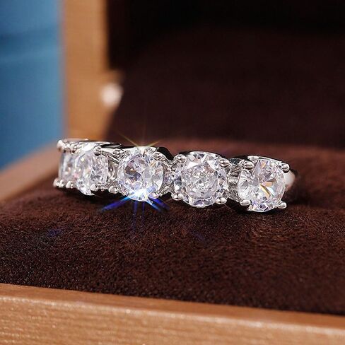 White Gold Plated White Cubic Zirconia Minimalist Engagement Rings Wedding Bridal Band Promise Rings Evening Parties Anniversary Valentine's Day Gifts Eternity Bands for Women in Saudi Arabia