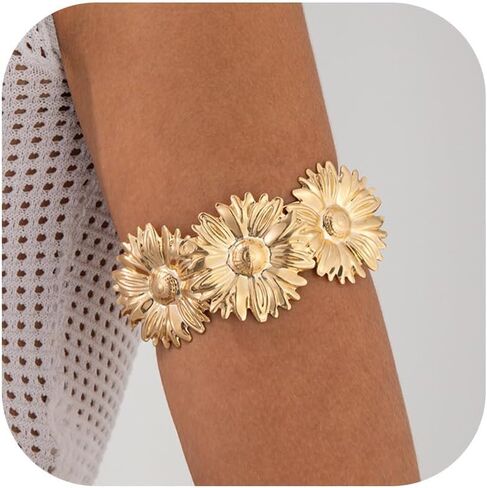 Long tiantian Arm Cuff Bracelet Adjustable Sunflower Upper Arm Cuff Jewelry Gold Bangle Bracelets Halloween Jewelry Gifts in Saudi Arabia