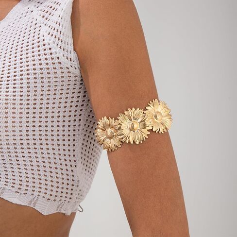 Long tiantian Arm Cuff Bracelet Adjustable Sunflower Upper Arm Cuff Jewelry Gold Bangle Bracelets Halloween Jewelry Gifts in Saudi Arabia