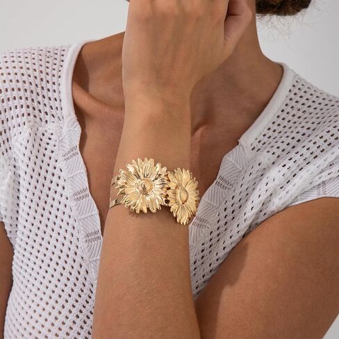 Long tiantian Arm Cuff Bracelet Adjustable Sunflower Upper Arm Cuff Jewelry Gold Bangle Bracelets Halloween Jewelry Gifts in Saudi Arabia