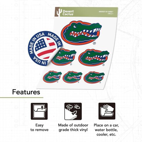 Desert Cactus University of Florida Stickers Gators Vinyl Decals Laptop Water Bottle Car Scrapbook T3 (Type 3-6) in Saudi Arabia