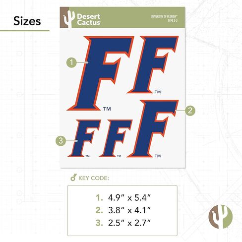 Desert Cactus University of Florida Stickers Gators Vinyl Decals Laptop Water Bottle Car Scrapbook T3 (Type 3-6) in Saudi Arabia