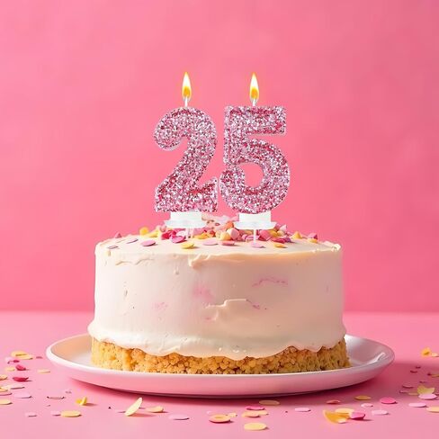 Birthday Number Candles, Glitter Number Candle Cake Decorations with Sequins, Cupcake Decorations for Girls, Women, Party Anniversary Celebrations (Number 5, Pink) in Kuwait