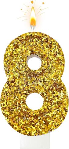 Birthday Number Candles, Glitter Number Candle Cake Decorations with Sequins, Cupcake Decorations for Girls, Women, Party Anniversary Celebrations (Number 5, Pink) in Kuwait