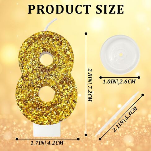 Birthday Number Candles, Glitter Number Candle Cake Decorations with Sequins, Cupcake Decorations for Girls, Women, Party Anniversary Celebrations (Number 5, Pink) in Kuwait