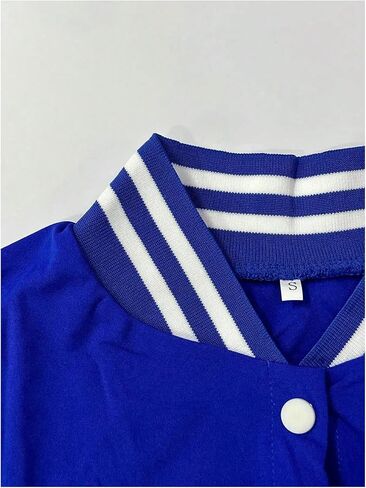 SHENHE Women's Varsity Baseball Jacket Button Down Colorblock Letterman Cropped Bomber Jacket in Kuwait