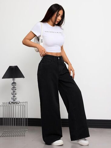 Baggy Jeans for Women Wide Leg Denim Pants Hip Hop Y2k Vintage Loose Fit Relaxed Streetwear in Saudi Arabia