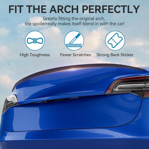 OEDRO Upgraded Spoiler Rear Wing for 2017-2024 Tesla Model 3 Rear Trunk Lip, ABS Material Sporty Appearance Tesla Model Y Accessories Trunk Spoiler in Saudi Arabia