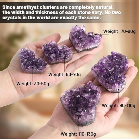 Orientrea 30-50g 1PC Amethyst Heart Cluster, Natural Crystal Heart Worry Stone- Amethyst Crystals for Decoration, Wire Wrapping, Meditation, Wicca & Reiki High Energy Crystal Healing in Kuwait